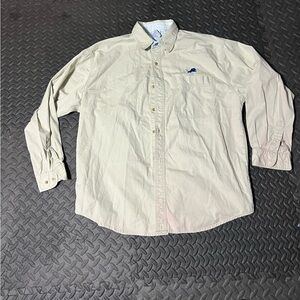 Men's Beige Long Sleeve Shirt with Embroidered Logo